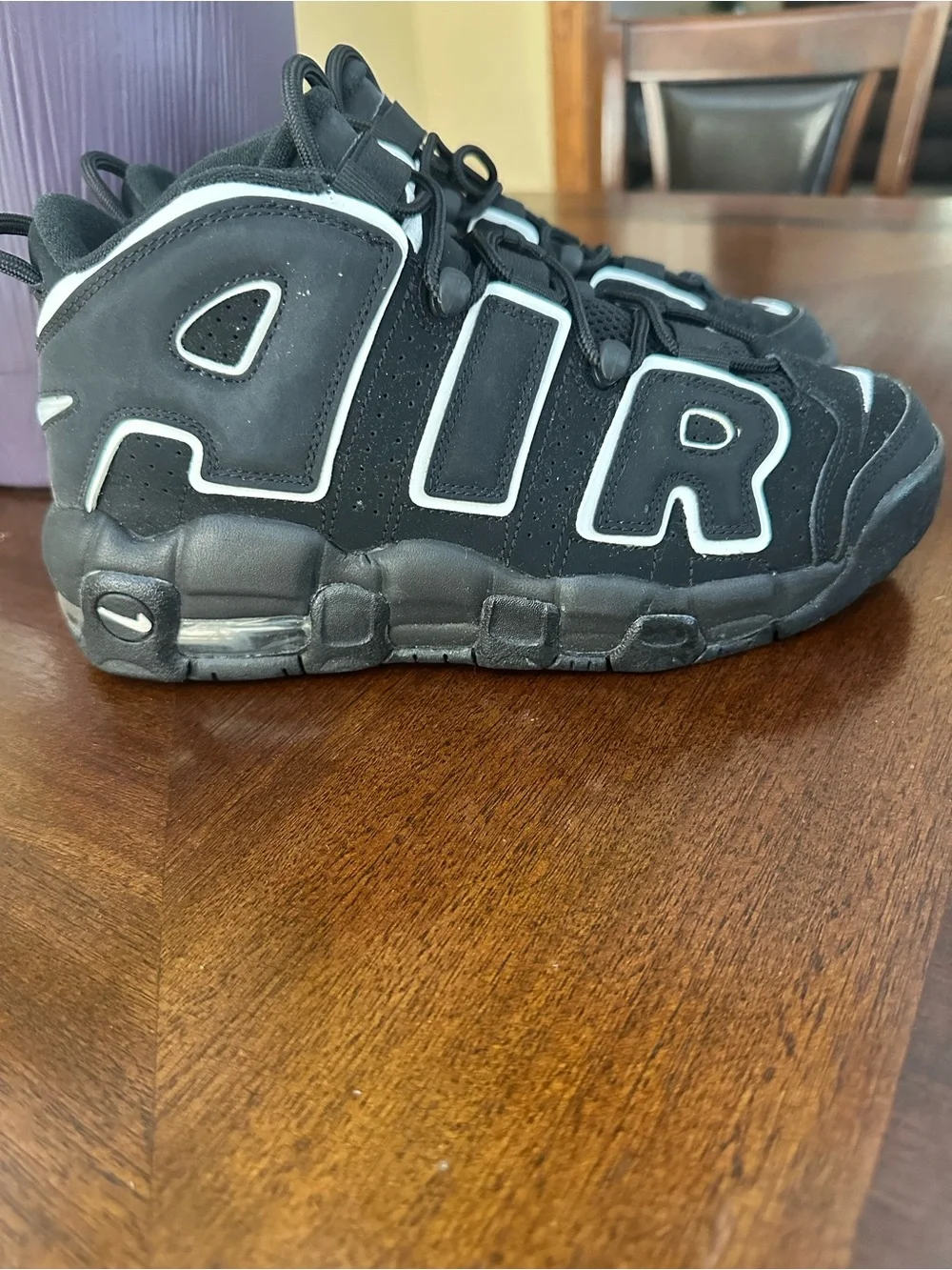 Nike Kids Black and White AIR More Uptempo Sneakers